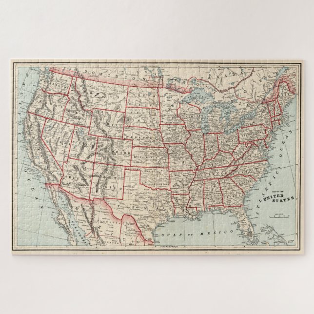 Puzzle Mapa de época de los Estados Unidos (1893) (Horizontal)