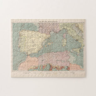 Puzzle Mapa de época de los puertos del Mediterráneo or