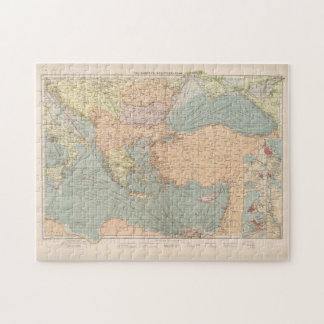 Puzzle Mapa de época de los puertos del Mediterráneo orie