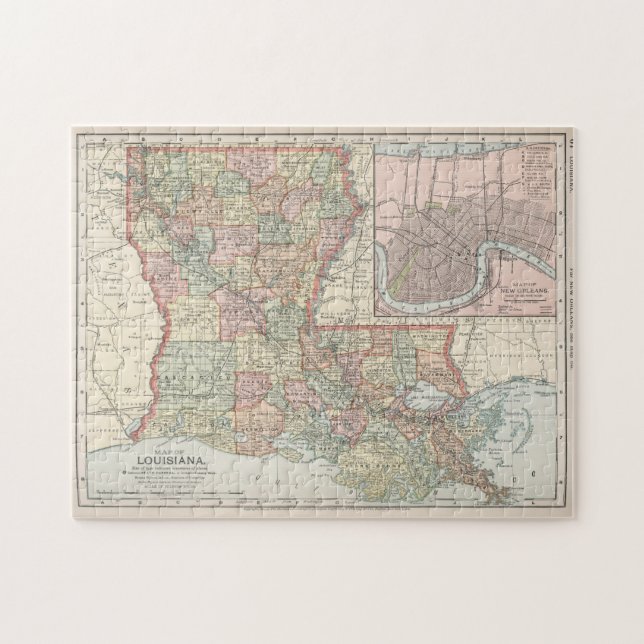 Puzzle Mapa de época de Luisiana (1891) (Horizontal)