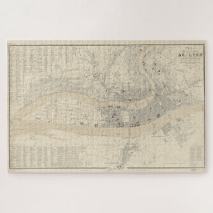 Puzzle Mapa de época de Lyon Francia (1834)