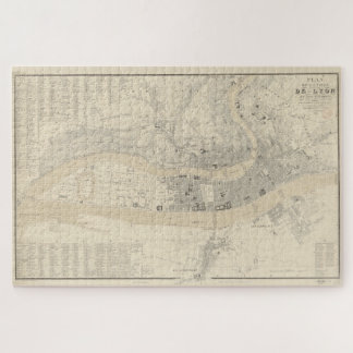 Puzzle Mapa de época de Lyon Francia (1834)