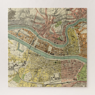 Puzzle Mapa de época de Lyon Francia (1913)
