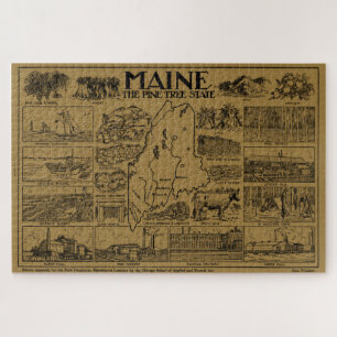 Puzzle Mapa de época de Maine (1912) - Tan