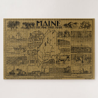 Puzzle Mapa de época de Maine (1912) - Tan