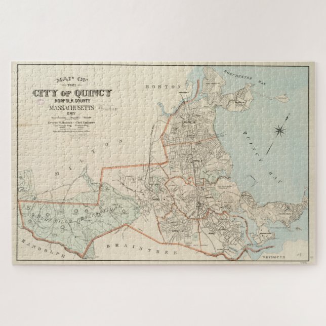 Puzzle Mapa de época de MAMÁES de Quincy (1907) (Horizontal)