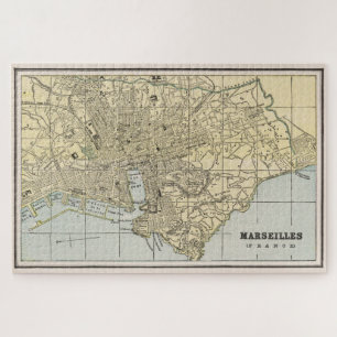 Puzzle Mapa de época de Marsella Francia (1901)