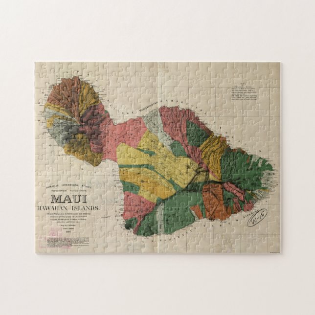 Puzzle Mapa de época de Maui Hawaii (1885) (Horizontal)