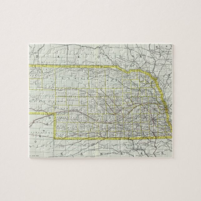 Puzzle Mapa de época de Nebraska (1889) (Horizontal)