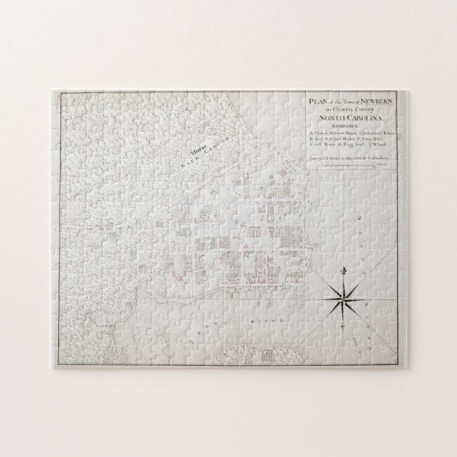 Puzzle Mapa de época de New Bern NC (1769) (Horizontal)
