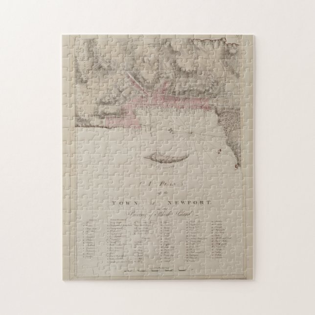 Puzzle Mapa de época de Newport RI (1781) (Vertical)