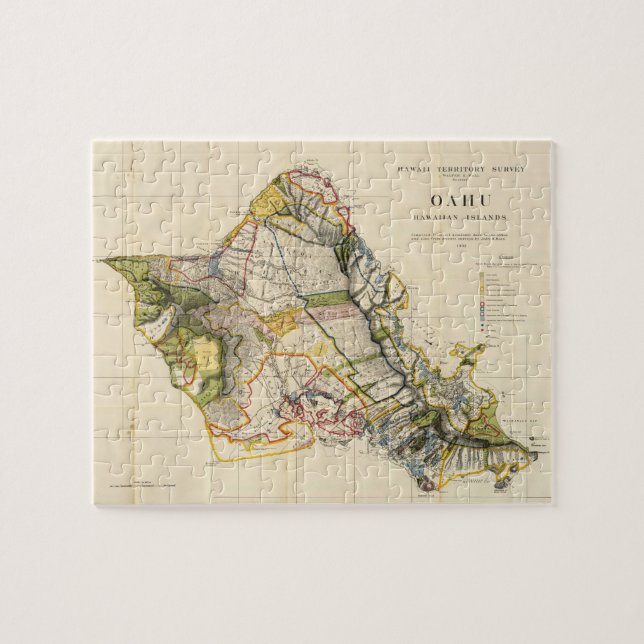 Puzzle Mapa de época de Oahu Hawaii (1906) (Horizontal)