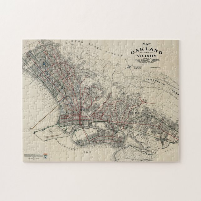 Puzzle Mapa de época de Oakland CA (1912) (Horizontal)