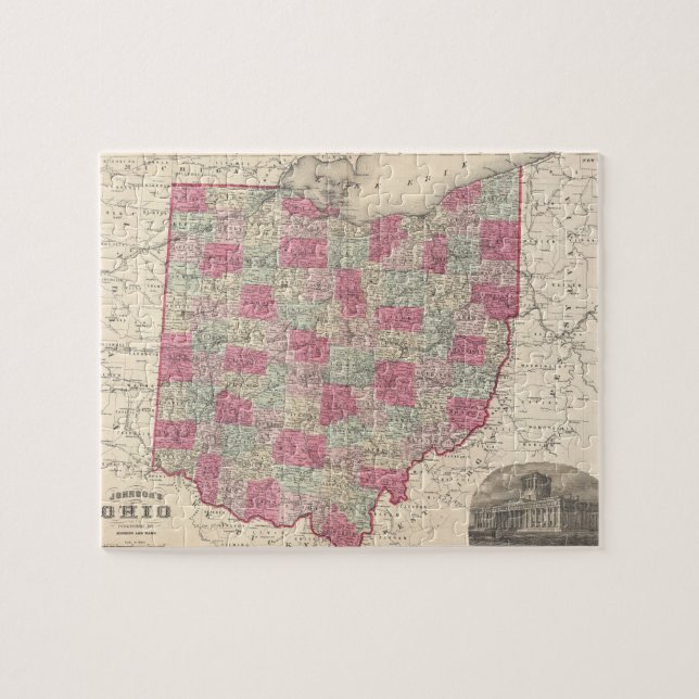 Puzzle Mapa de época de Ohio (1864) (Horizontal)