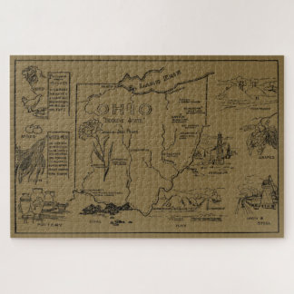 Puzzle Mapa de época de Ohio (1912) - Tan