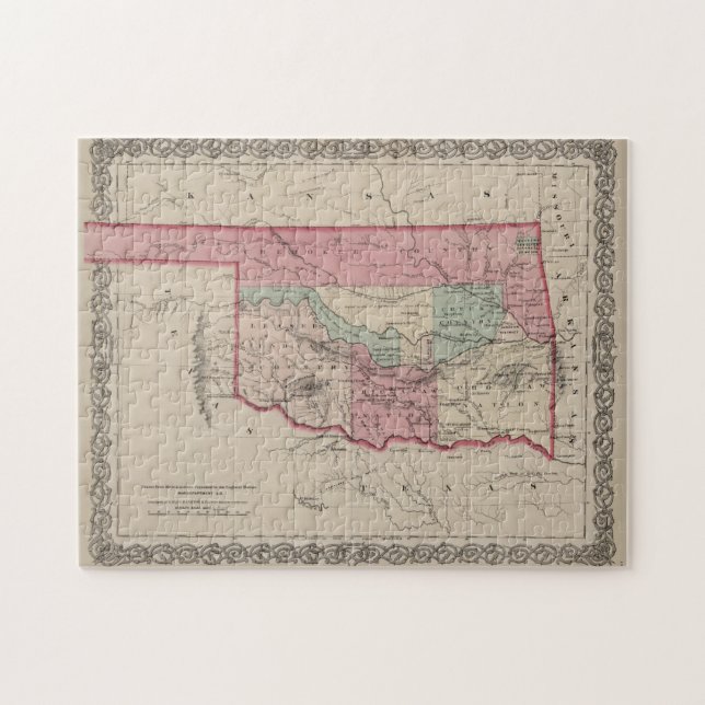 Puzzle Mapa de época de Oklahoma (1869) (Horizontal)
