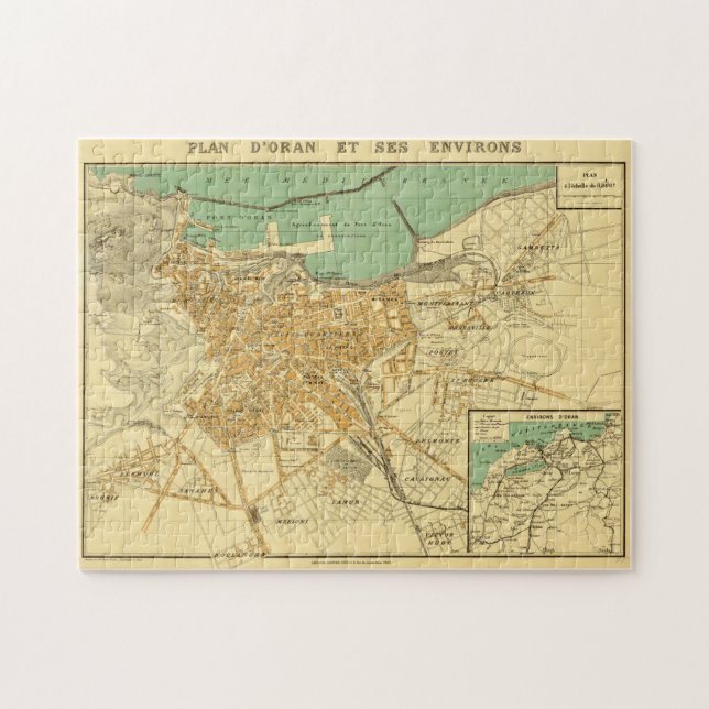 Puzzle Mapa de época de Oran Argelia (1913) (Horizontal)
