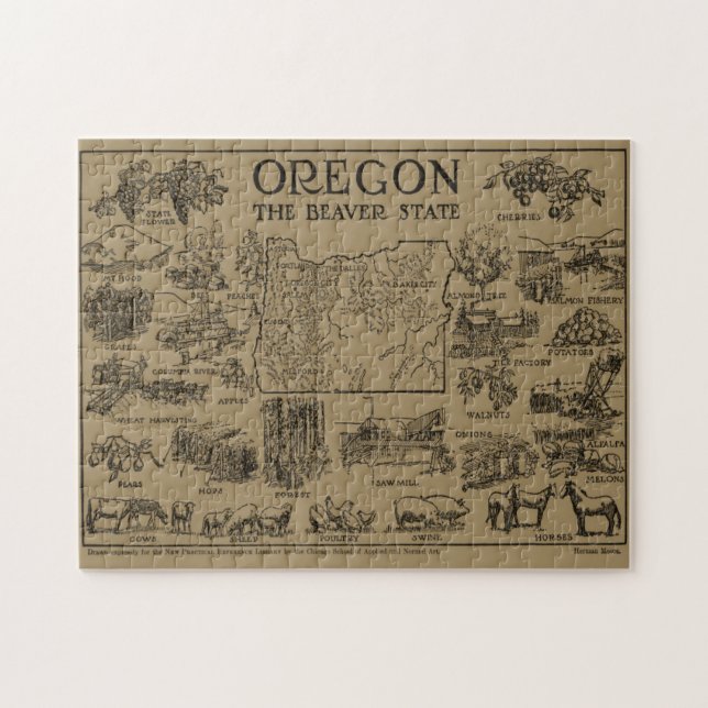 Puzzle Mapa de época de Oregón (1912) (Horizontal)