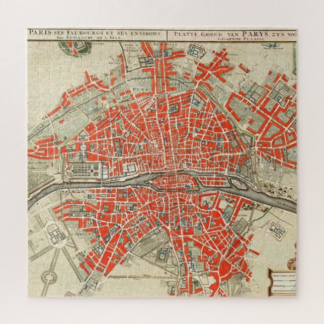 Puzzle Mapa de época de París Francia (1721-1774) (Vertical)