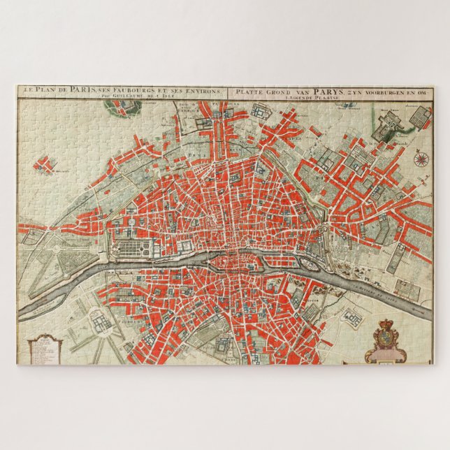 Puzzle Mapa de época de París Francia (1721-1774) (Horizontal)