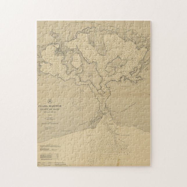 Puzzle Mapa de época de Pearl Harbor HI (1907) (Vertical)