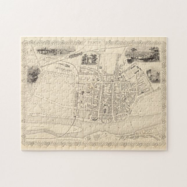 Puzzle Mapa de época de Perth Scotland (1851) (Horizontal)