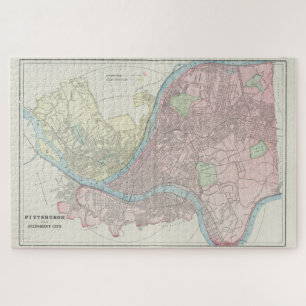 Puzzle Mapa de época de Pittsburgh Pennsylvania (1901)