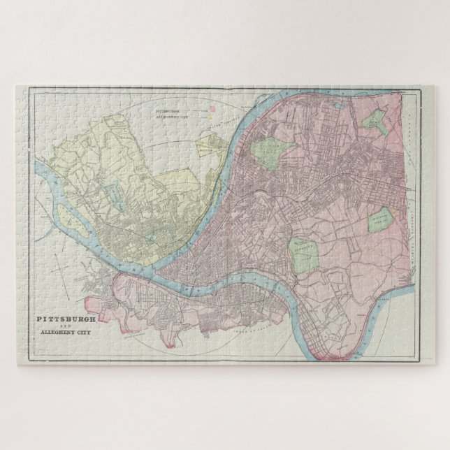Puzzle Mapa de época de Pittsburgh Pennsylvania (1901) (Horizontal)