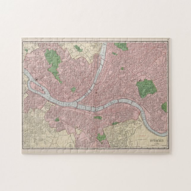 Puzzle Mapa de época de Pittsburgh Pennsylvania (1912) (Horizontal)