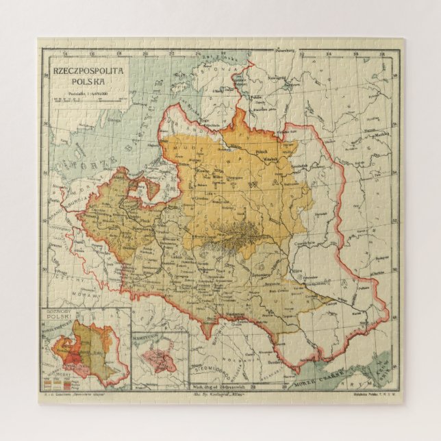 Puzzle Mapa de época de Polonia (1921) (Vertical)