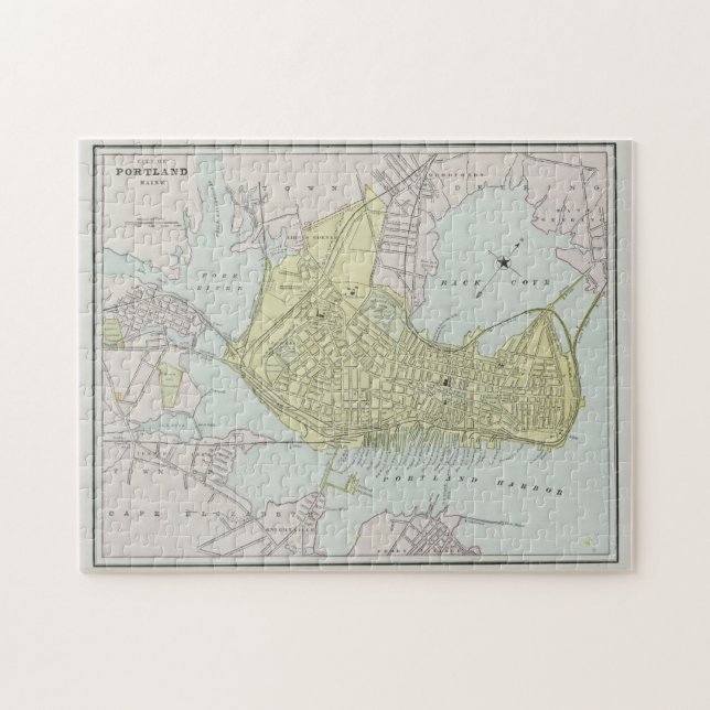 Puzzle Mapa de época de Portland Maine (1889) (Horizontal)