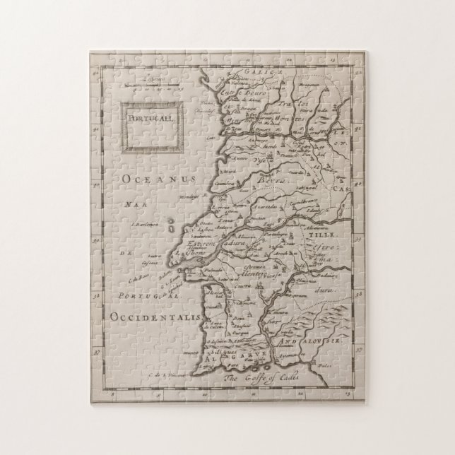 Puzzle Mapa de época de Portugal (años 1680) (Vertical)