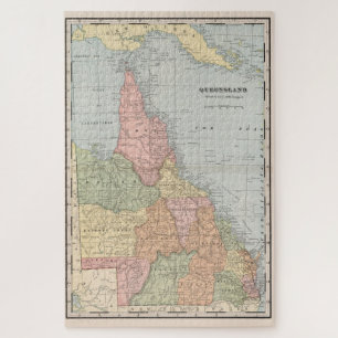 Puzzle Mapa de época de Queensland Australia (1901)