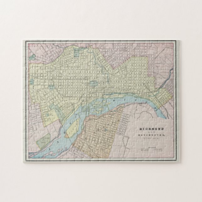 Puzzle Mapa de época de Richmond VA (1901) (Horizontal)