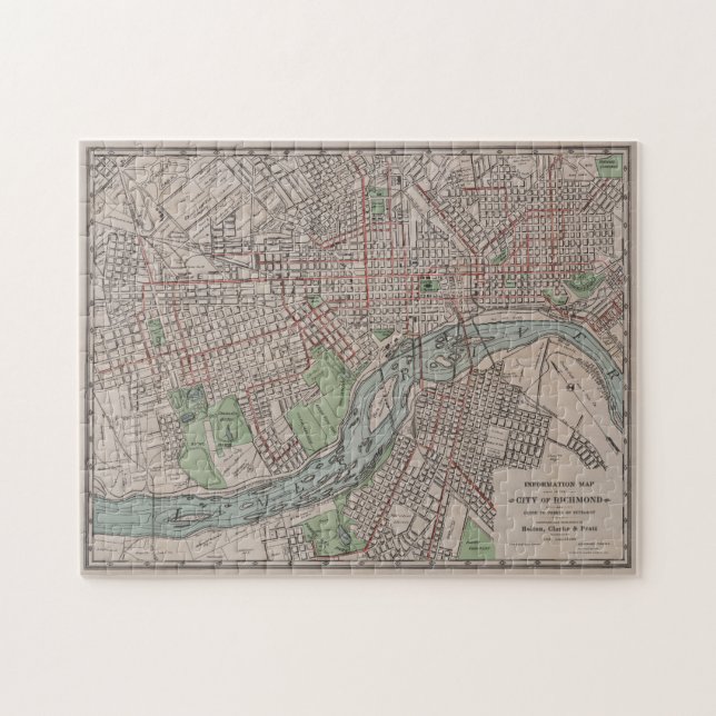 Puzzle Mapa de época de Richmond VA (1914) (Horizontal)