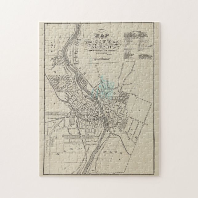 Puzzle Mapa de época de Rochester NY (1838) (Vertical)