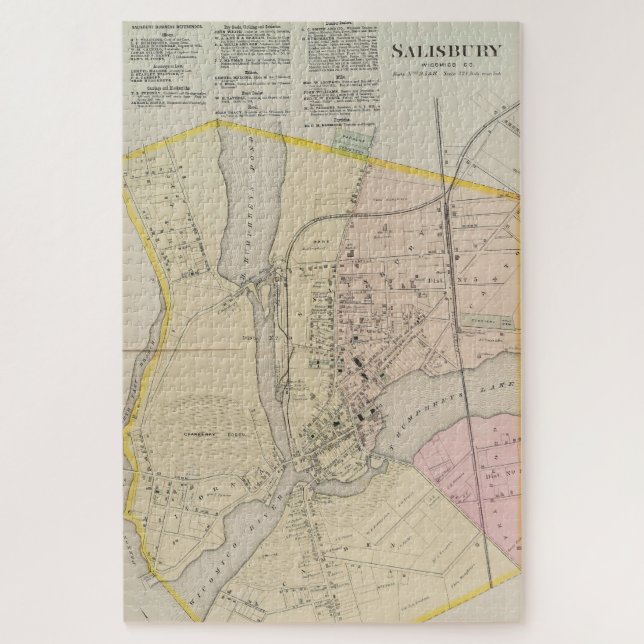 Puzzle Mapa de época de Salisbury MD (1877) (Vertical)