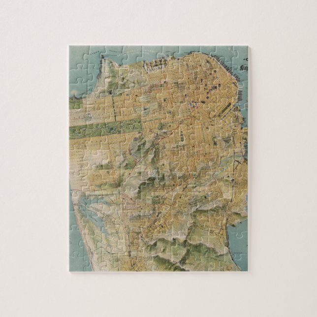 Puzzle Mapa de época de San Francisco (1915) (Vertical)