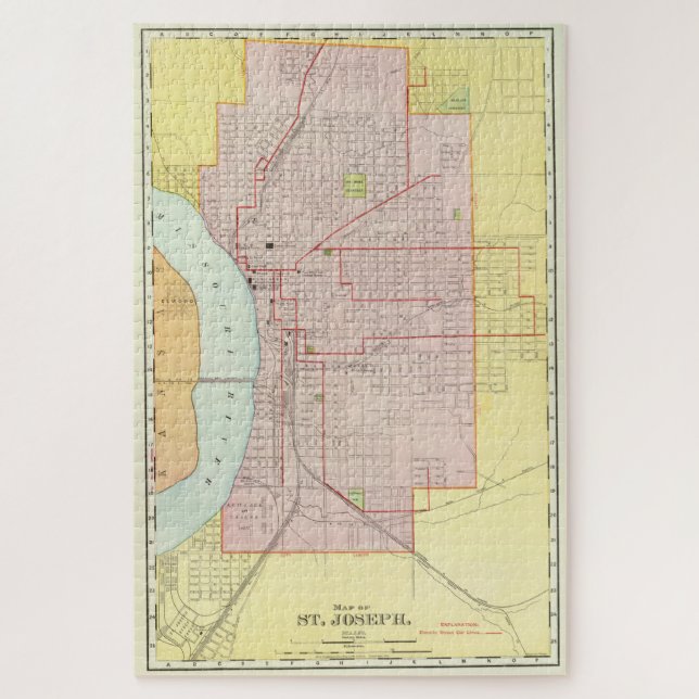Puzzle Mapa de época de San José Misuri (1897) (Vertical)