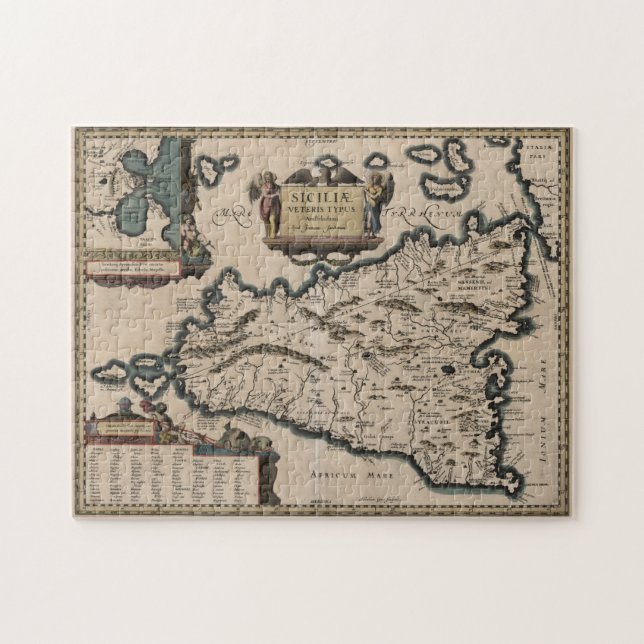 Puzzle Mapa de época de Sicilia Italia (1619) (Horizontal)