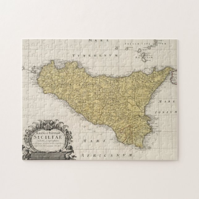 Puzzle Mapa de época de Sicilia Italia (1747) (Horizontal)