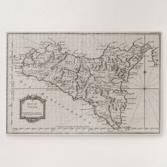 Puzzle Mapa de época de Sicilia Italia (1764) (Horizontal)