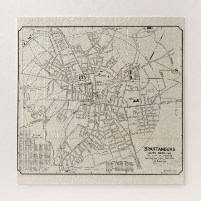 Puzzle Mapa de época de Spartanburg SC (1918) (Vertical)