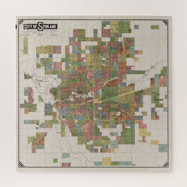Puzzle Mapa de época de Spokane WA (1910) (Vertical)