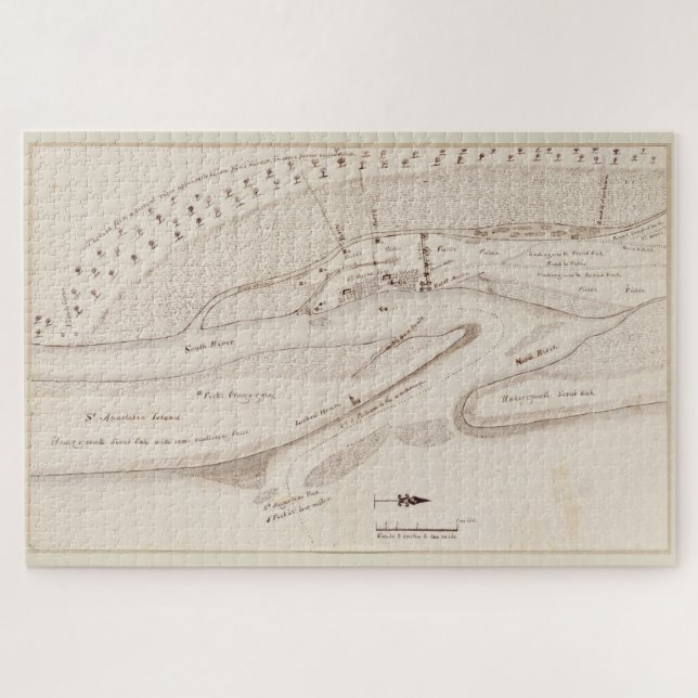 Puzzle Mapa de época de St Augustine FL (1819) (Horizontal)