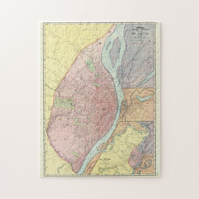 Puzzle Mapa de época de St Louis MO (1897) (Vertical)