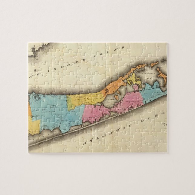 Puzzle Mapa de época de Suffolk Nueva York (1829) (Horizontal)