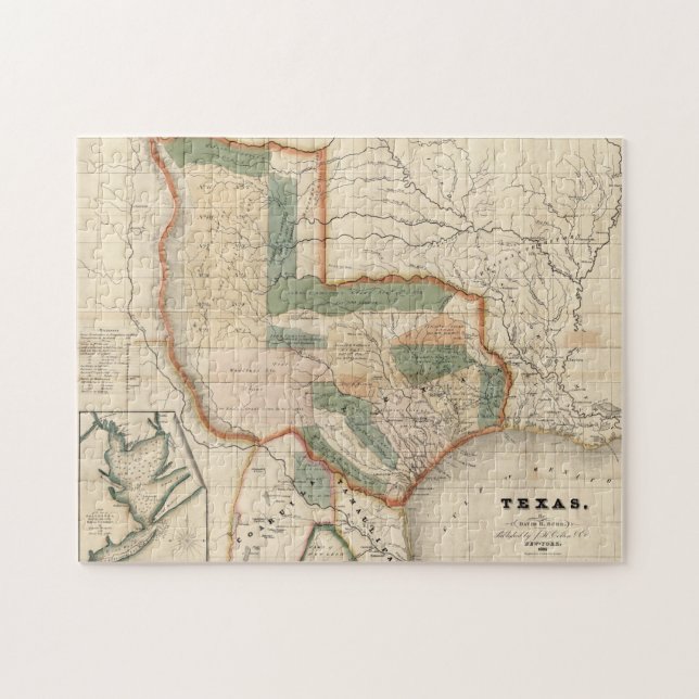 Puzzle Mapa de época de Texas (1835) (Horizontal)