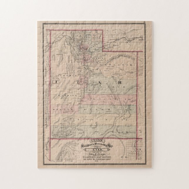 Puzzle Mapa de época de Utah (1878) (Vertical)