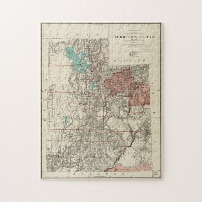 Puzzle Mapa de época de Utah (1889) (Vertical)